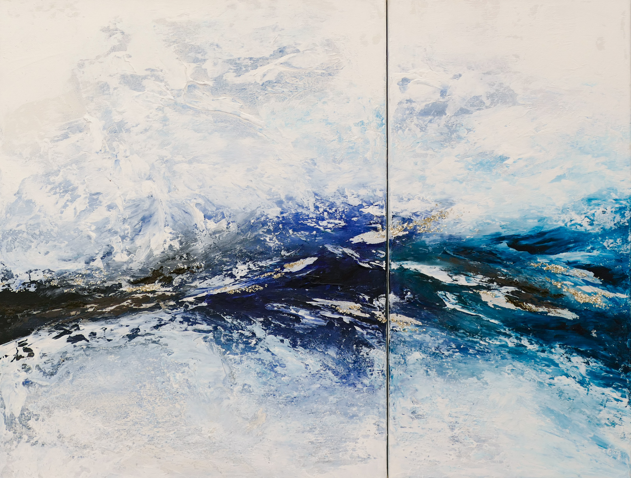  Glacial River Diptych Unsigned 2b0a11