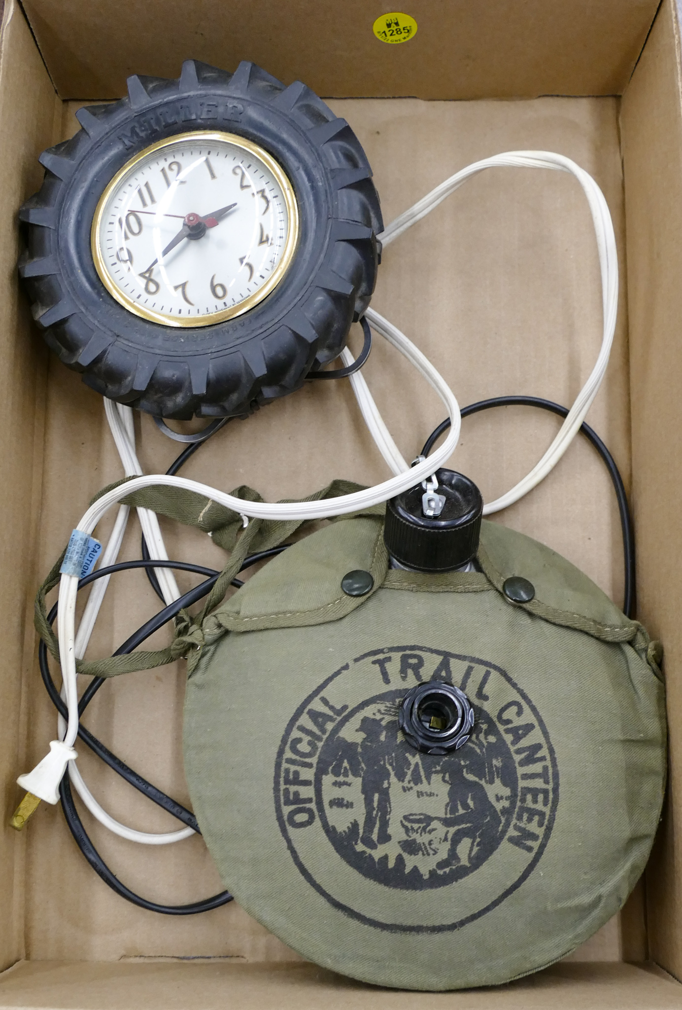 Box Old Electric Clock Etc.