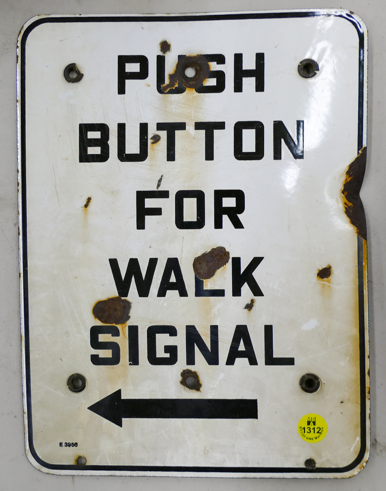 Antique Porcelain Walk Signal Sign