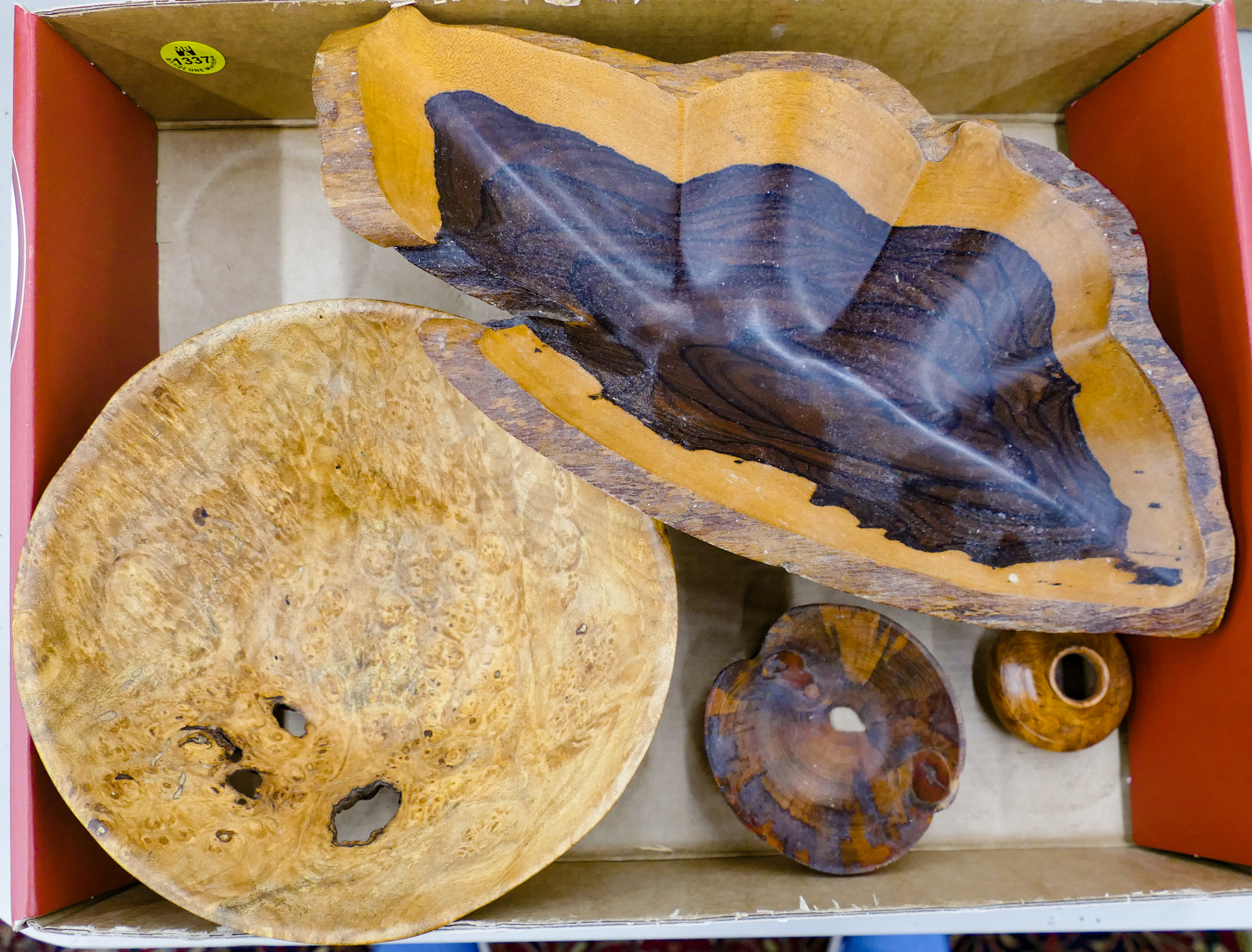 Box 4pc Wood Art Small Bowls