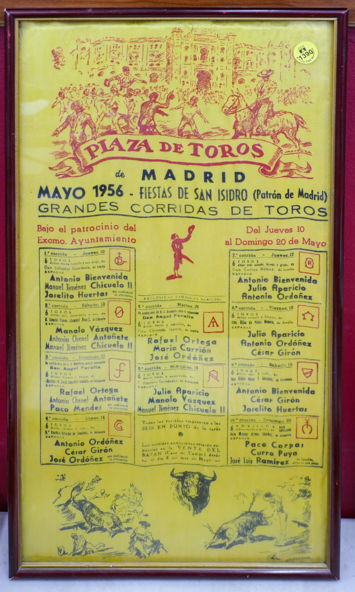 1956 Plaza de Toros Framed Silk 2b0af3