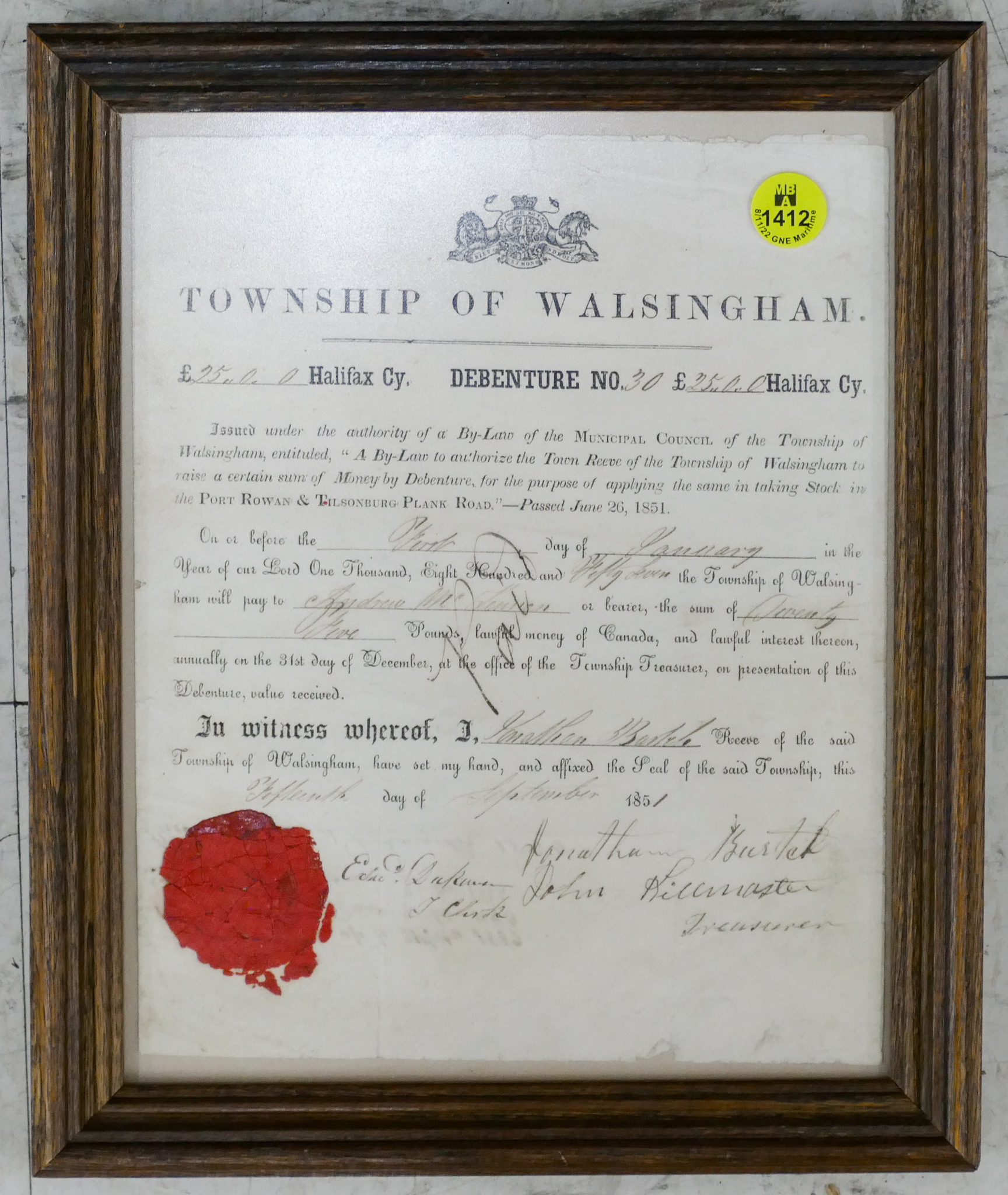 1851 English Walsingham Document