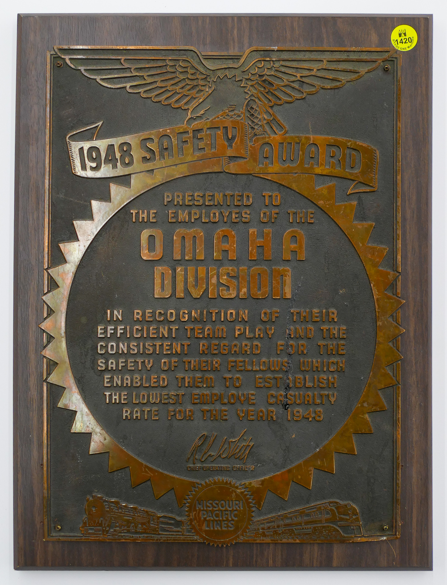 1948 Missouri Pacific Railway Bronze