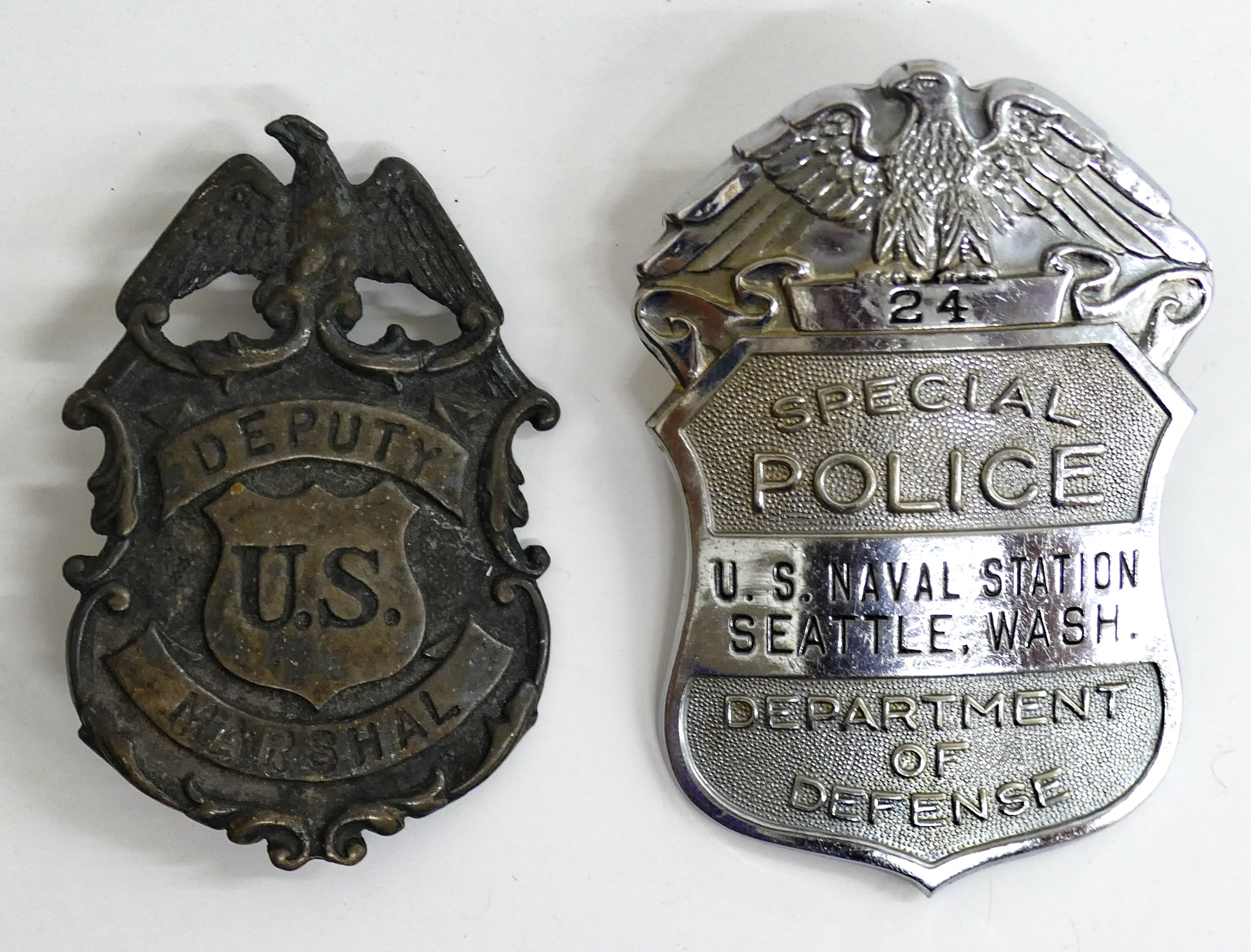 Box 2pc Old Police Marshal Badges 2b0b39