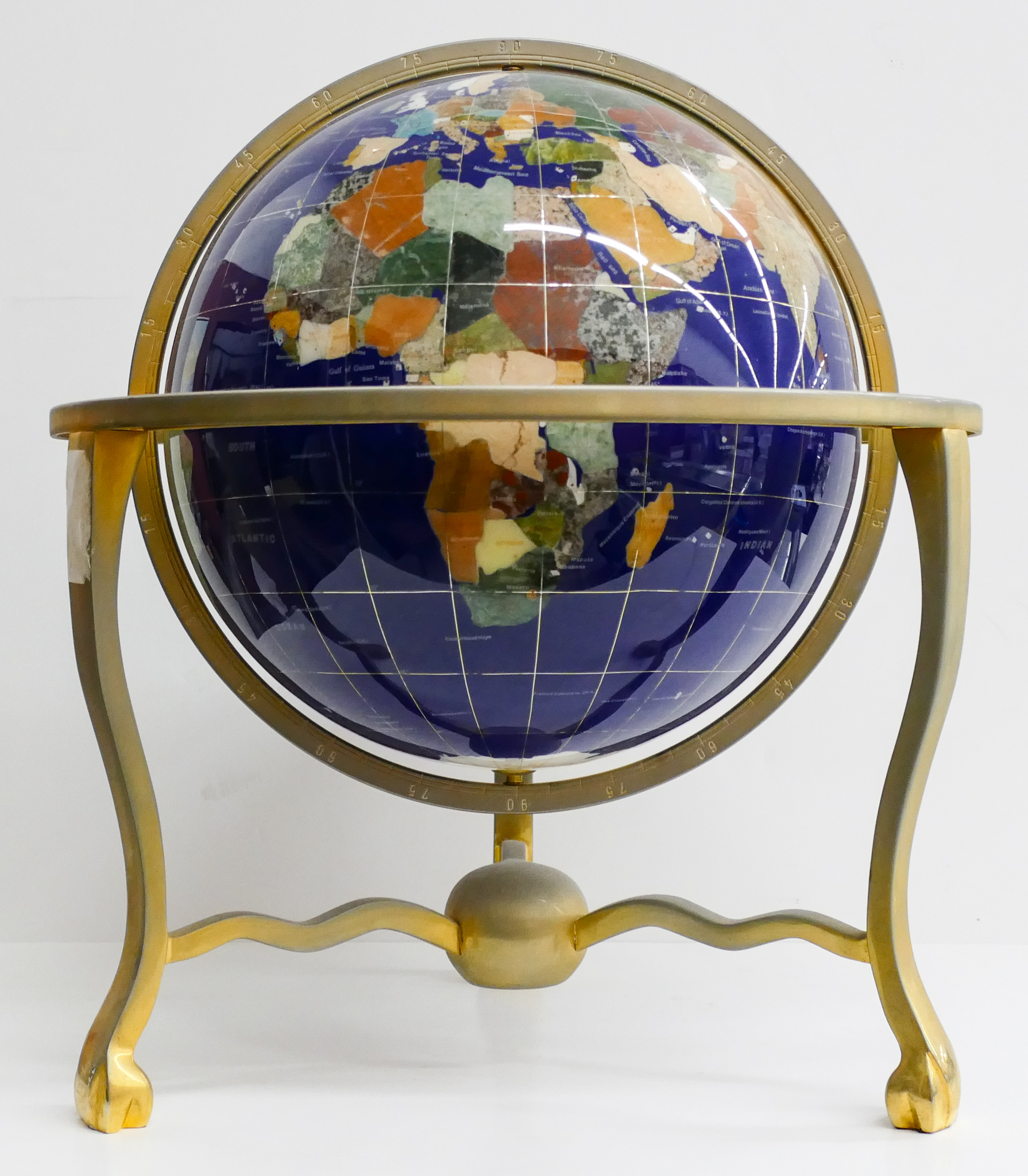Stone Inlaid World Globe 18