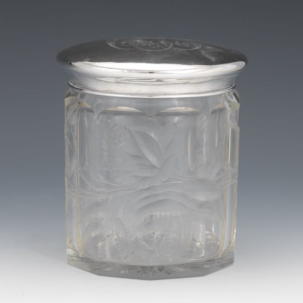 CRYSTAL AND STERLING SILVER JAR