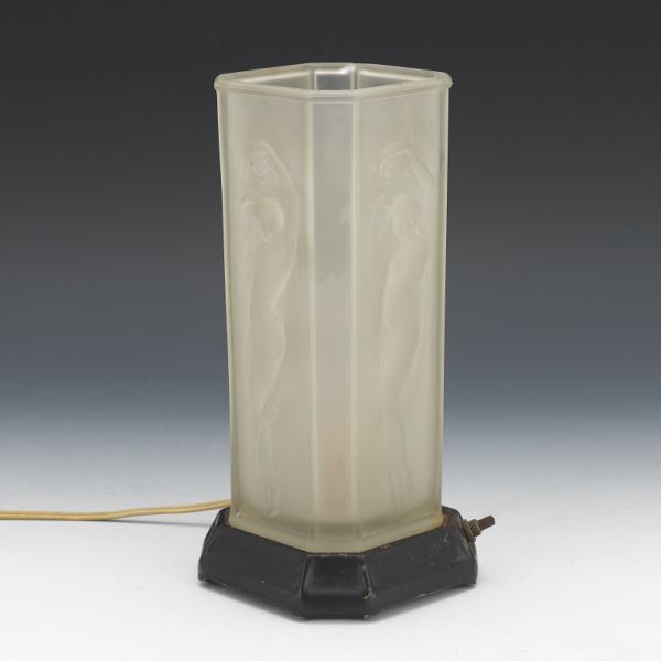 ART DECO FIGURAL LAMP 10 ½ x 5 Frosted