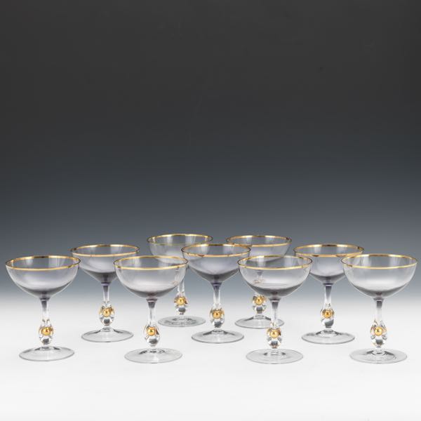 CRYSTAL CHAMPAGNE COUPES, SET OF