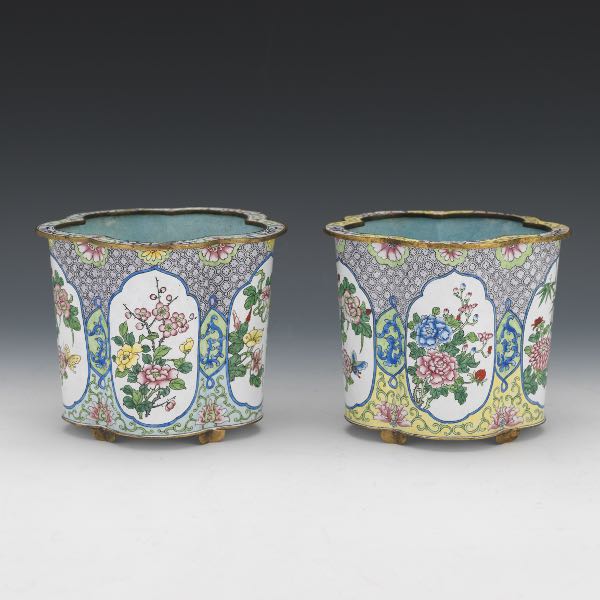 PAIR OF PEKING ENAMELED PLANTERS 2b0cc9