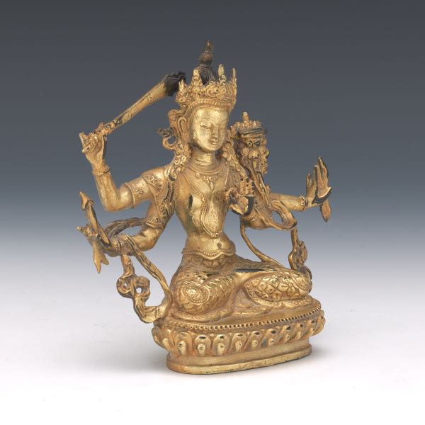 TIBETAN ANTIQUE GILT BRONZE SCULPTURE 2b0ceb