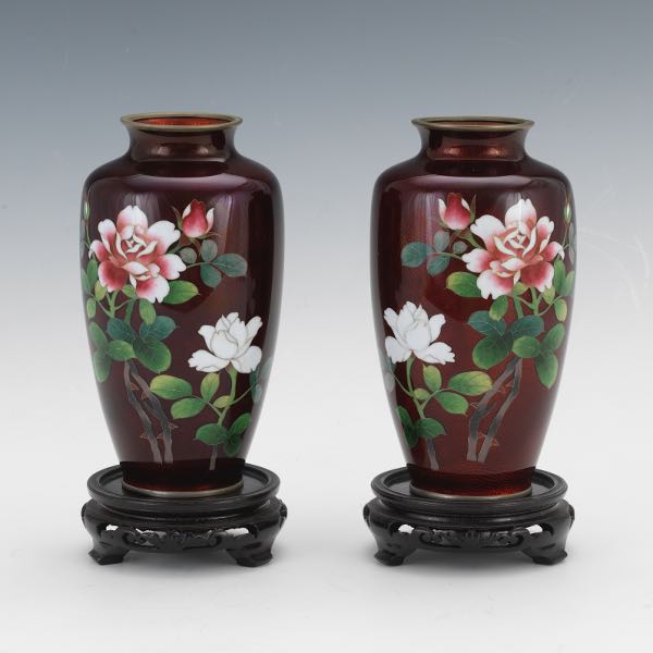 PAIR OF JAPANESE GINBARI CLOISONNE