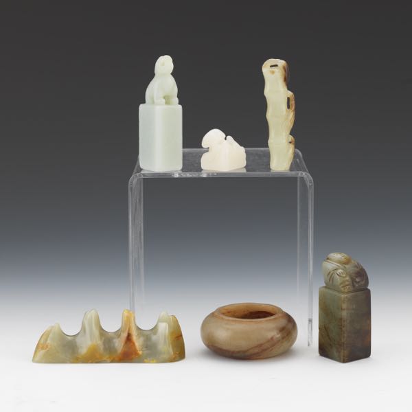  COLLECTION OF SIX CARVED JADE