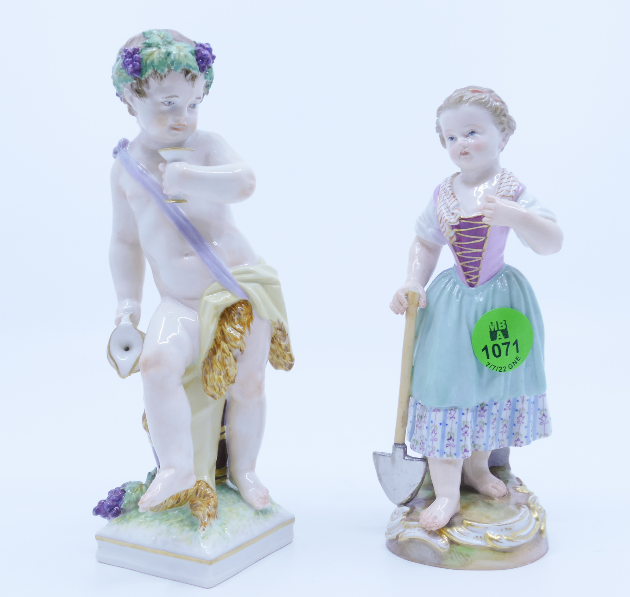 2pc Antique Meissen & KPM Porcelain