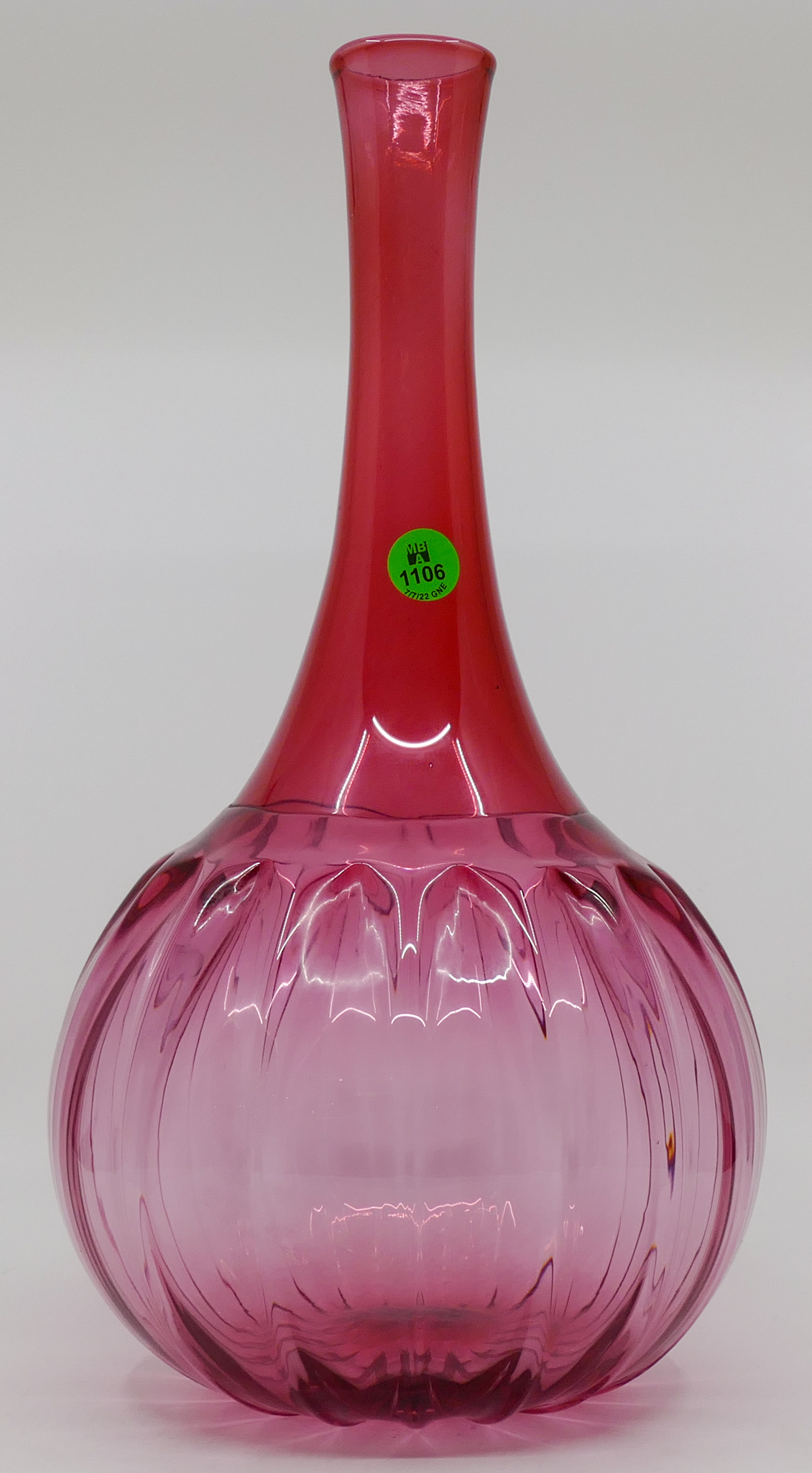 Debora Moore 1999 Studio Glass Red Vessel