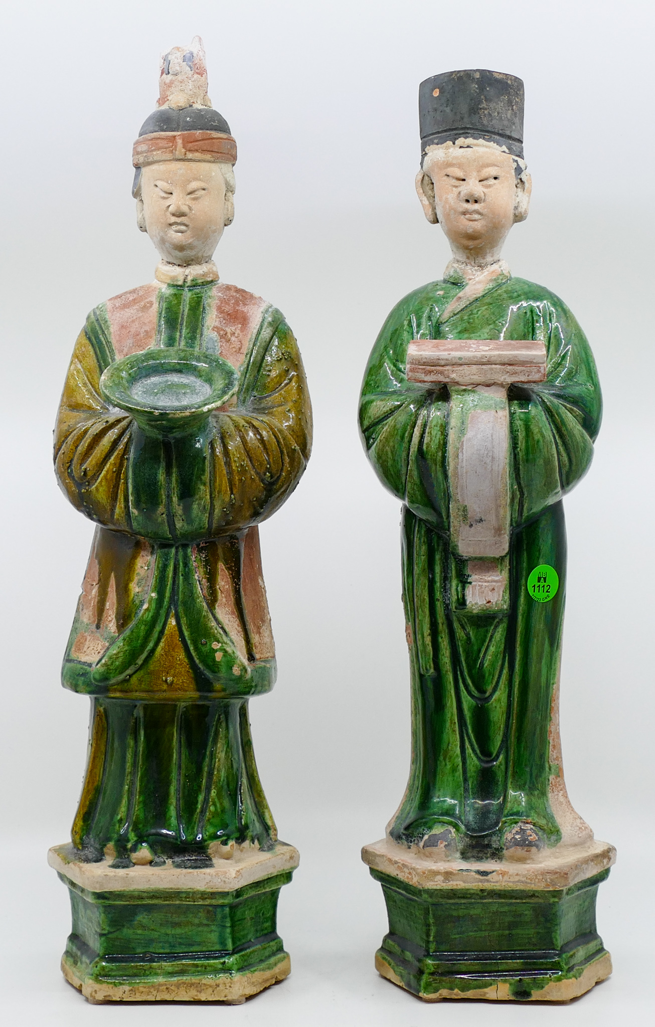 Pair Chinese Ming Sancai Attendant