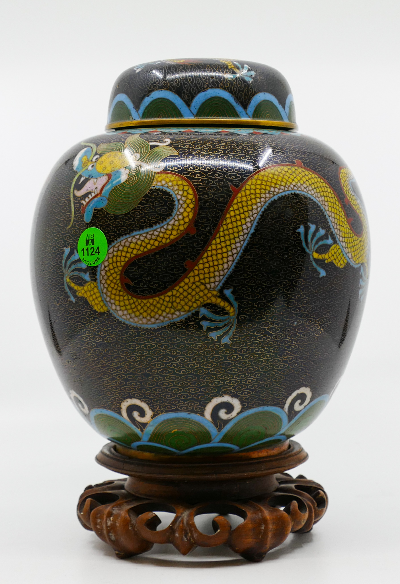 Old Chinese Cloisonne Dragon Ginger