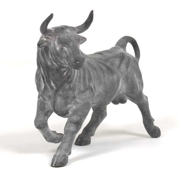 HEAVY CAST IRON BULL SCULPTURE