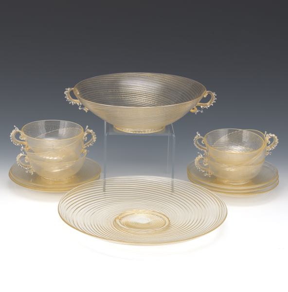 VENETIAN GLASS TEA SET WITH PLATTER 2b0ebd