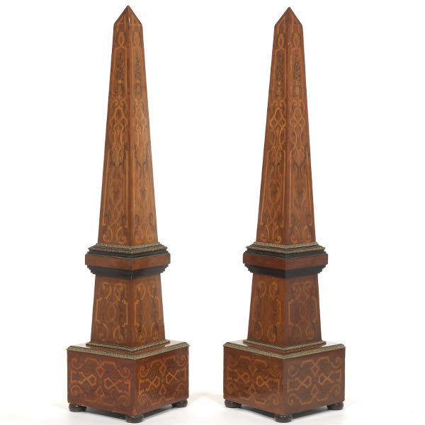 PAIR OF MONUMENTAL SIGNED PARQUETRY