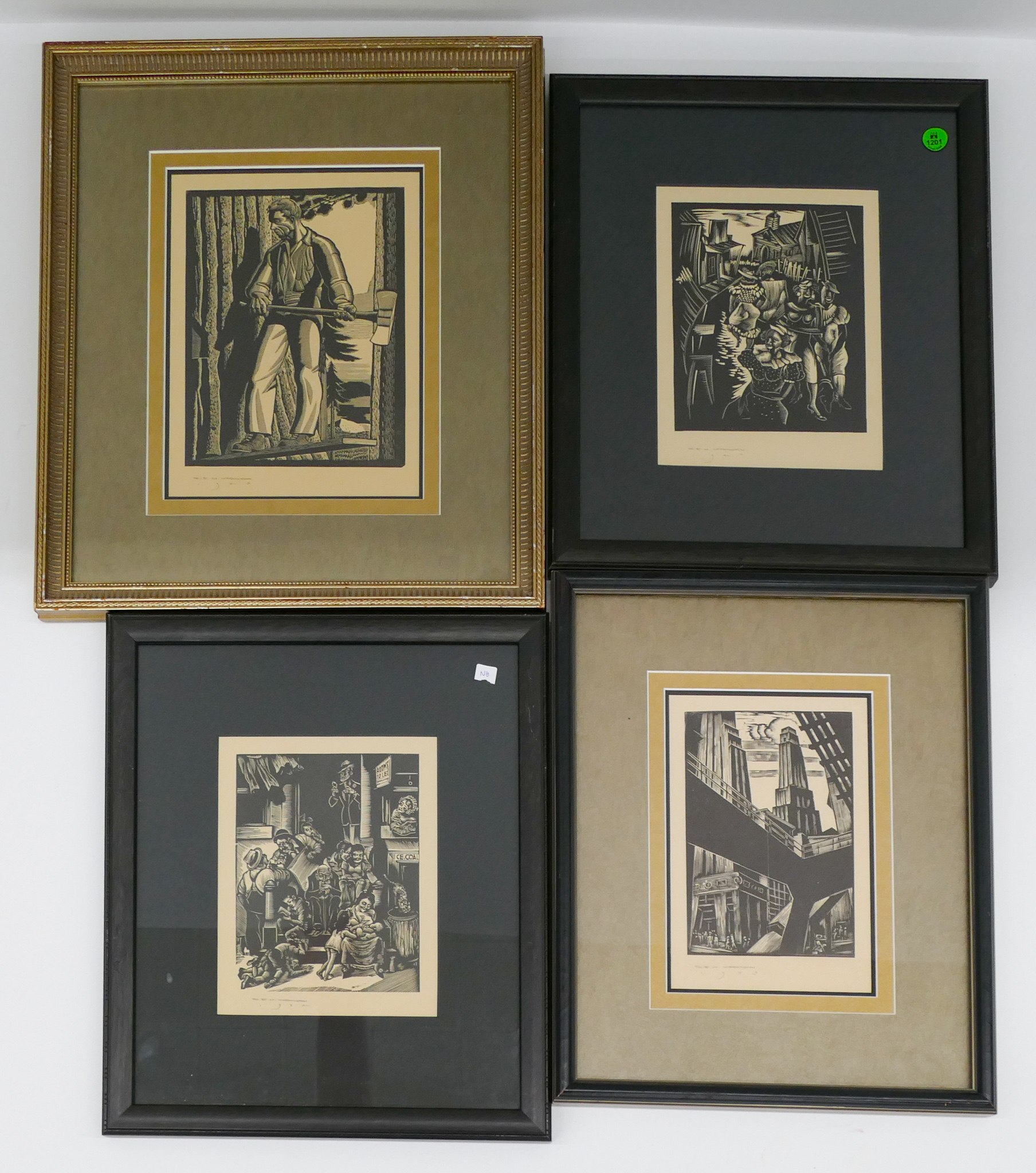 4pc Earl M Washington Signed Woodcut 2b0f31