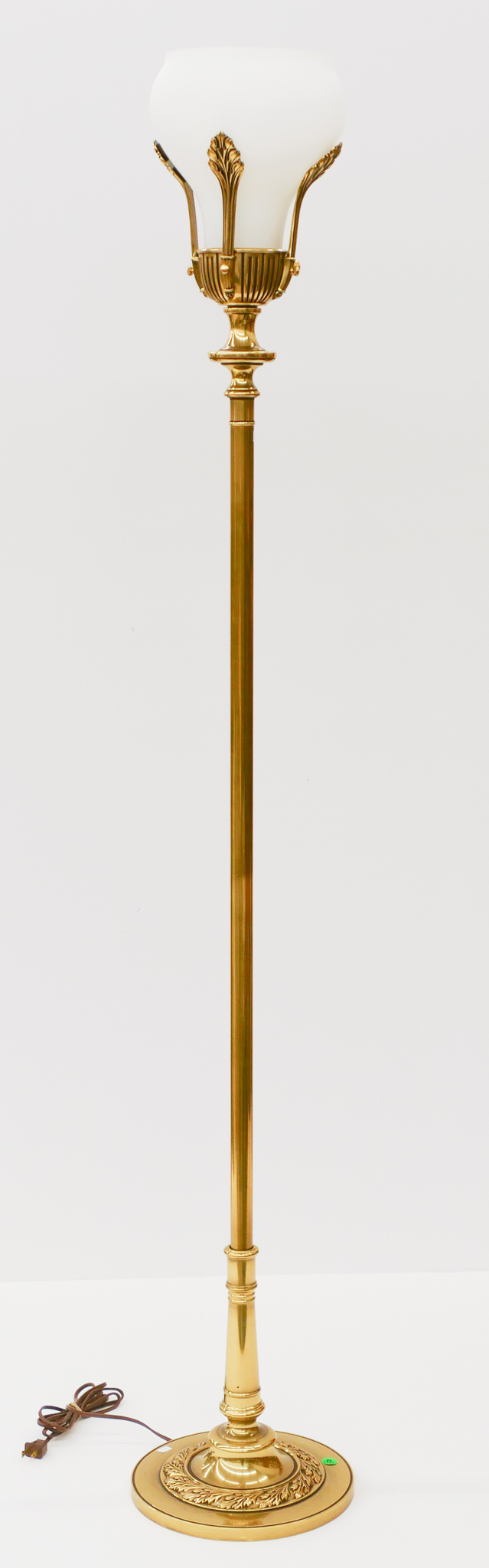Stiffel Brass Frosted Shade Floor Lamp