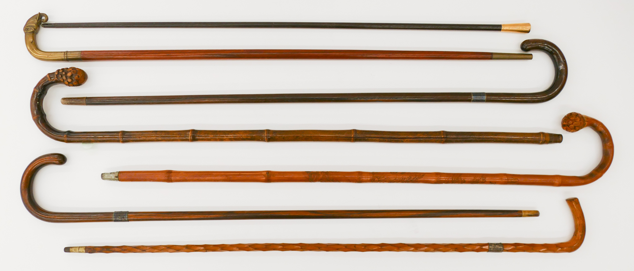 7pc Antique Wood Canes and Walking