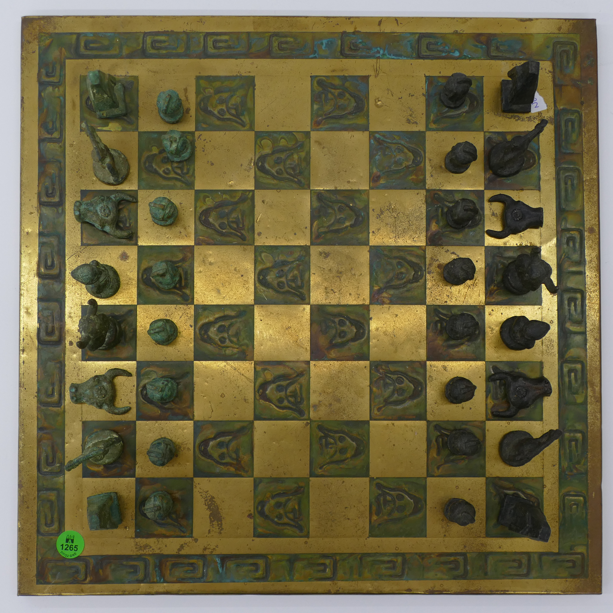 Mid Century Bronze Chess Set 16 x16  2b0fb9