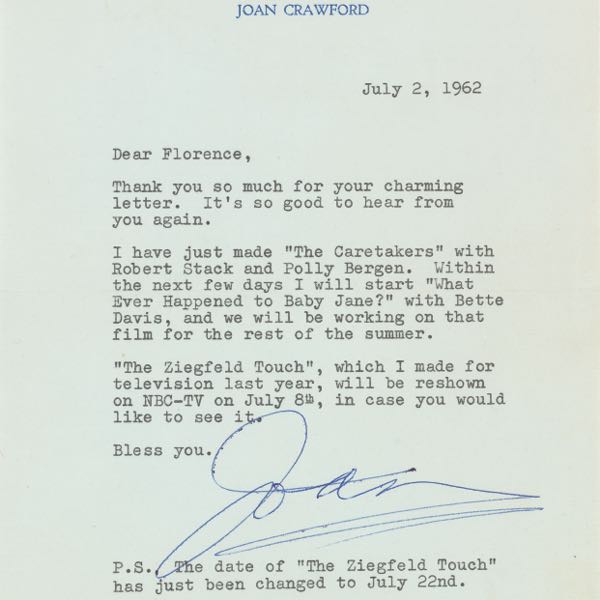 SIGNED LETTERS BY JOAN CRAWFORD 2b1053