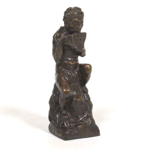 BRONZE STATUE OF SATYR PLAYING 2b1062