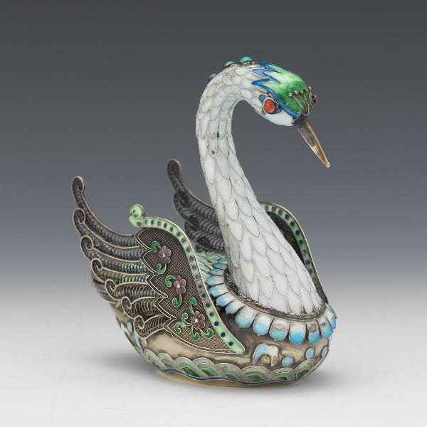 1950S CHINESE EXPORT ENAMELED SILVER