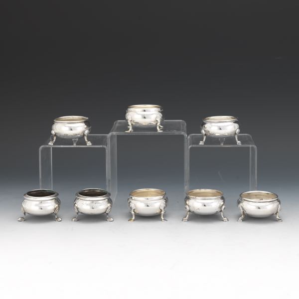 EIGHT STERLING SILVER SALT CELLARS