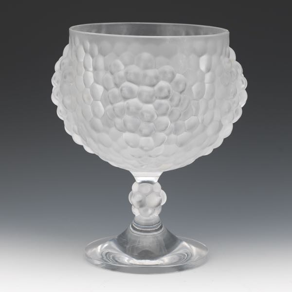 LALIQUE FROSTED GLASS GRAPE VASE 11