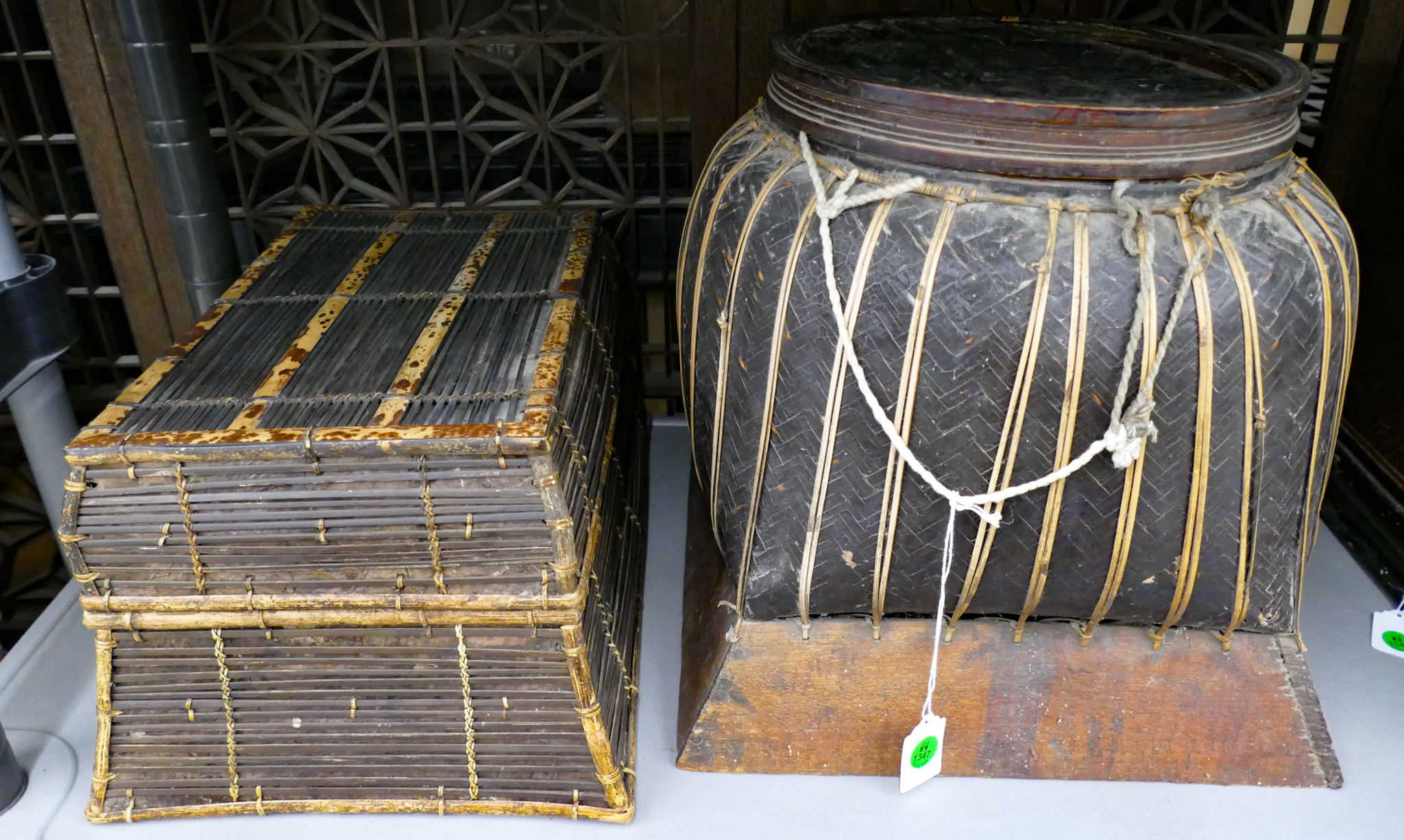 2pc Old Thai and Burmese Rice Baskets 2b10ed