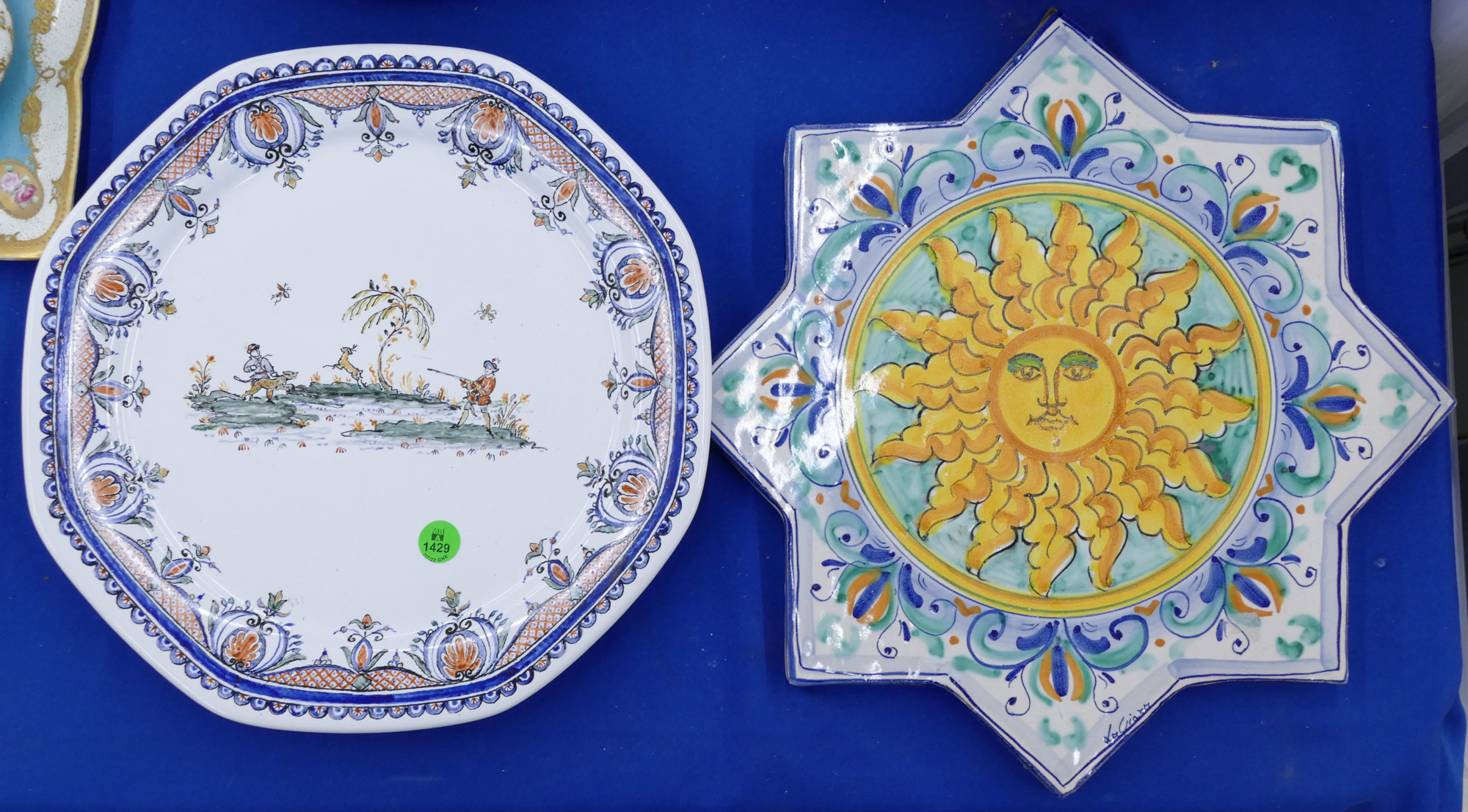 2pc European Faience Charger and