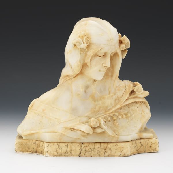 ALABASTER CARVED BUST OF A BEAUTY