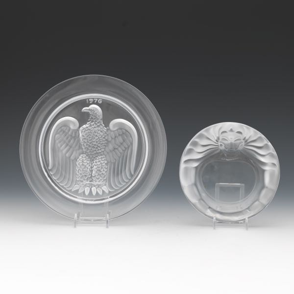 LALIQUE LION ASHTRAY AND EAGLE 2b1295