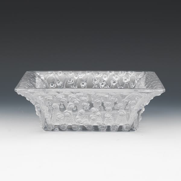 LALIQUE CARRE ROSE CRYSTAL CENTREPIECE 2b12ab