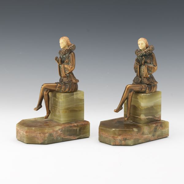 ART DECO HARLEQUIN BOOKENDS 7  2b1302