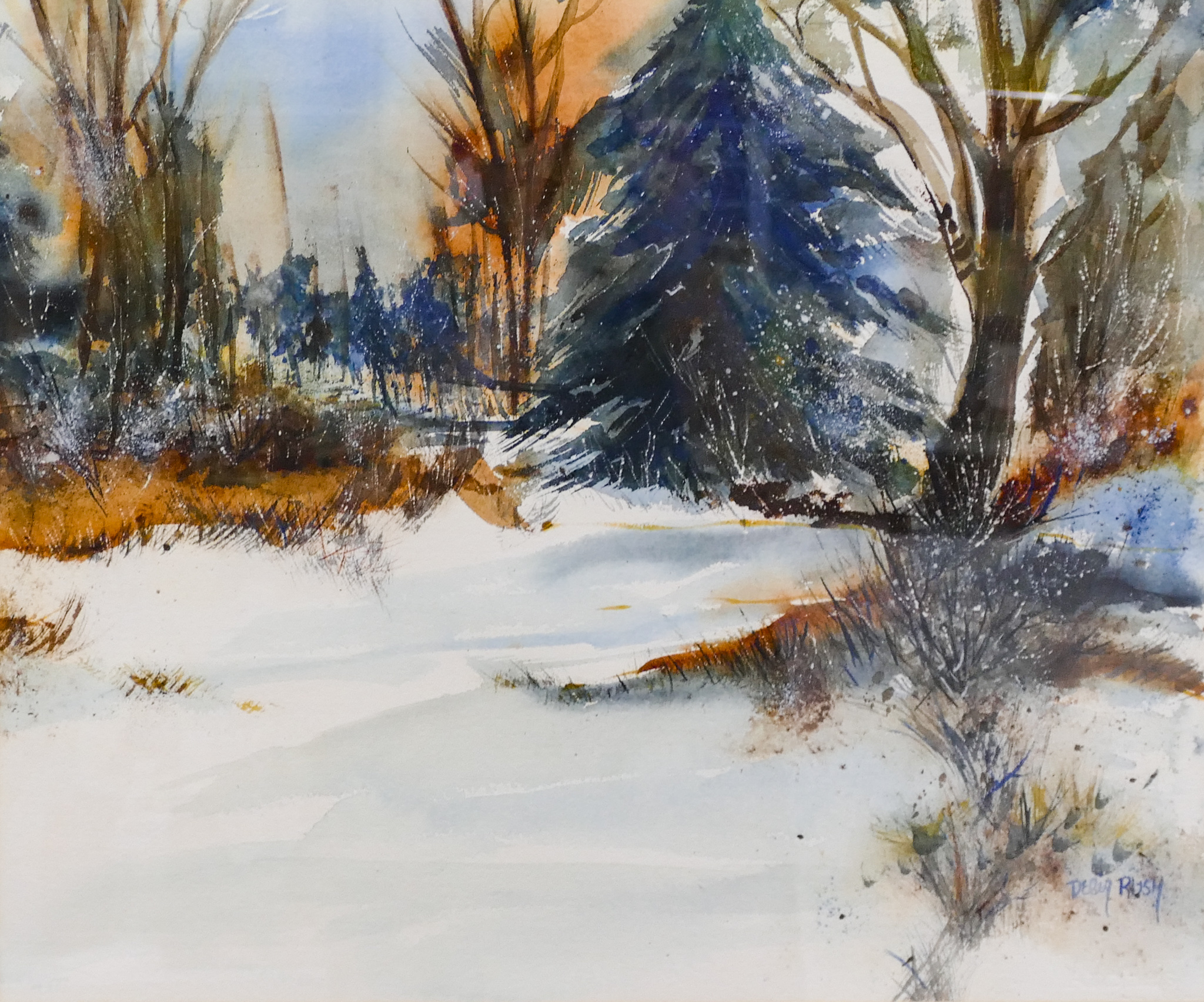 D. Rush ''Winter Landscape'' Watercolor
