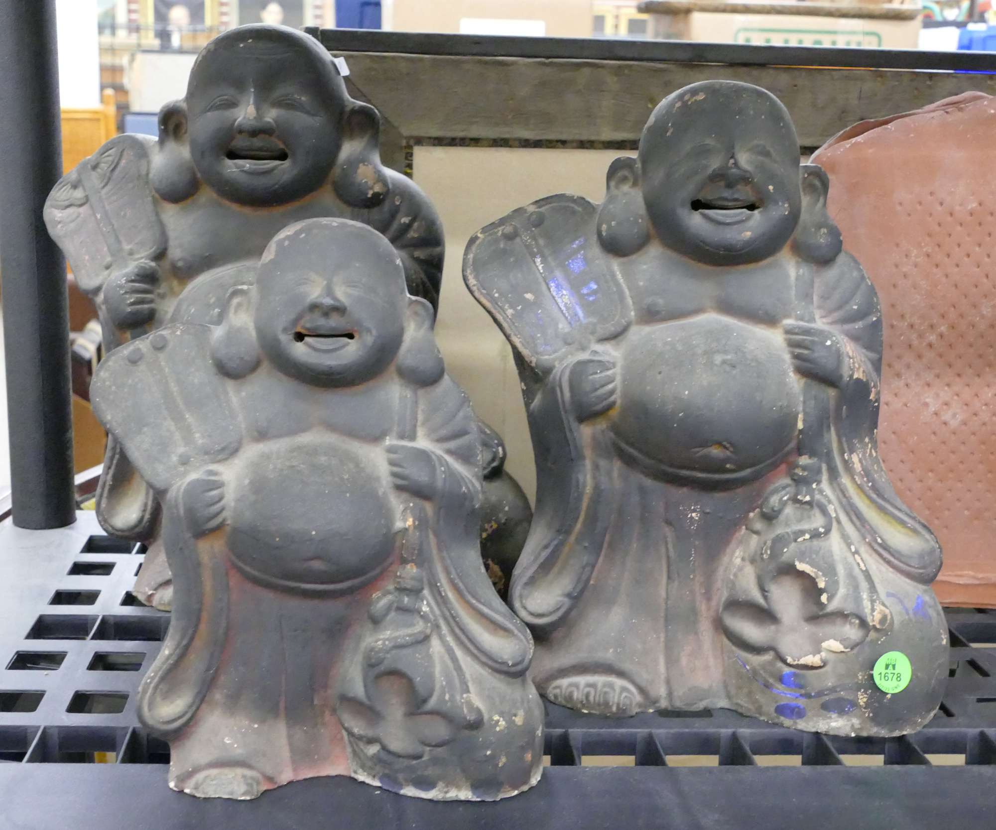 3pc Meiji Japanese Hotei Ceramic 2b140a