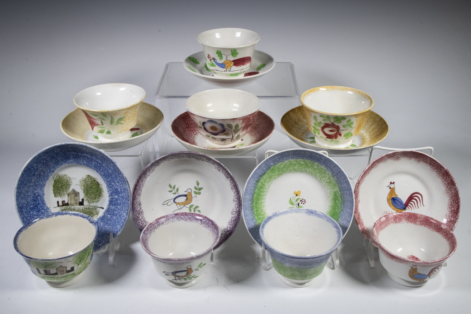 SPATTERWARE CUP & SAUCER SETS (12)