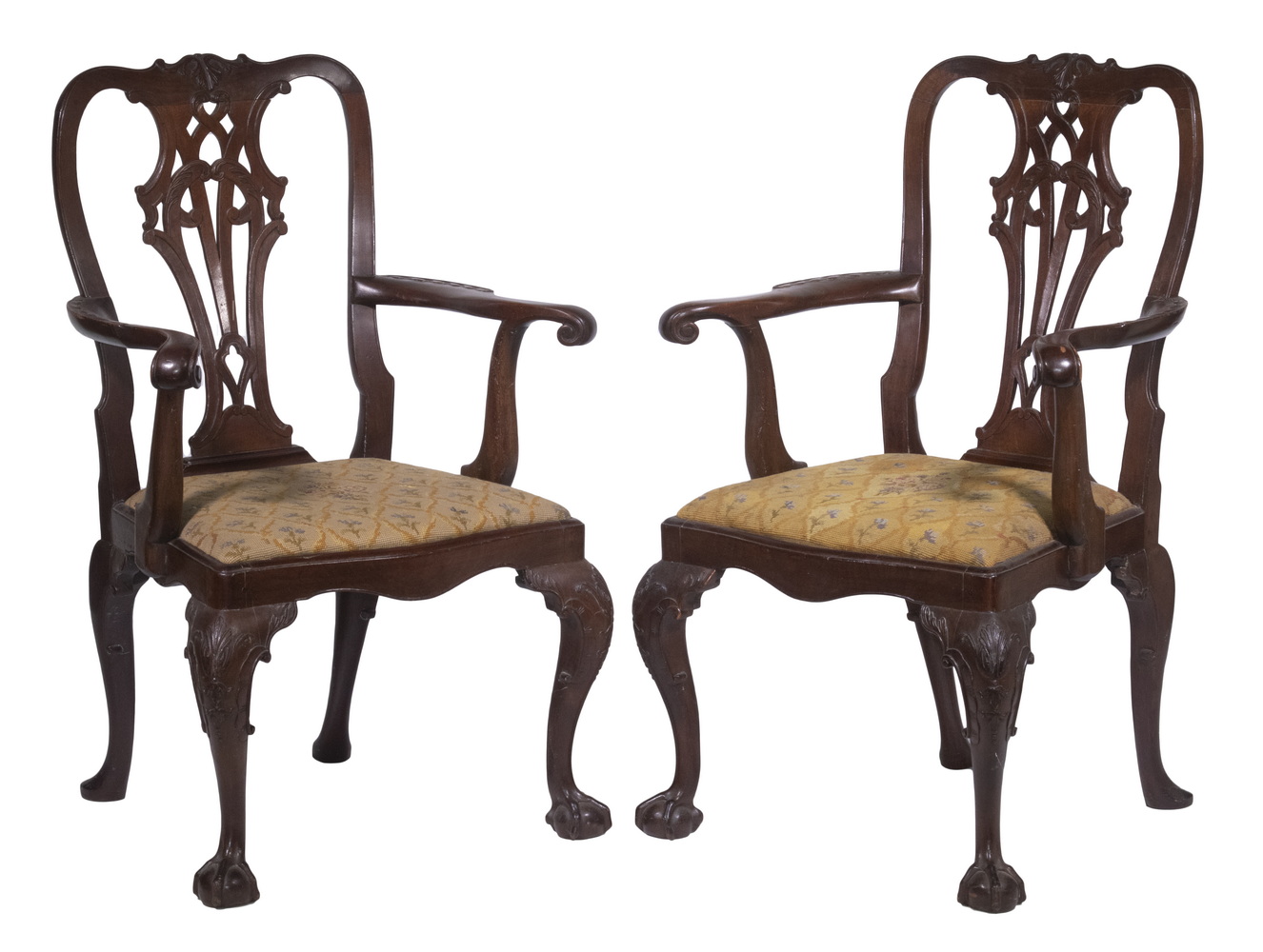 PR ENGLISH CHIPPENDALE ARMCHAIRS 2b1583