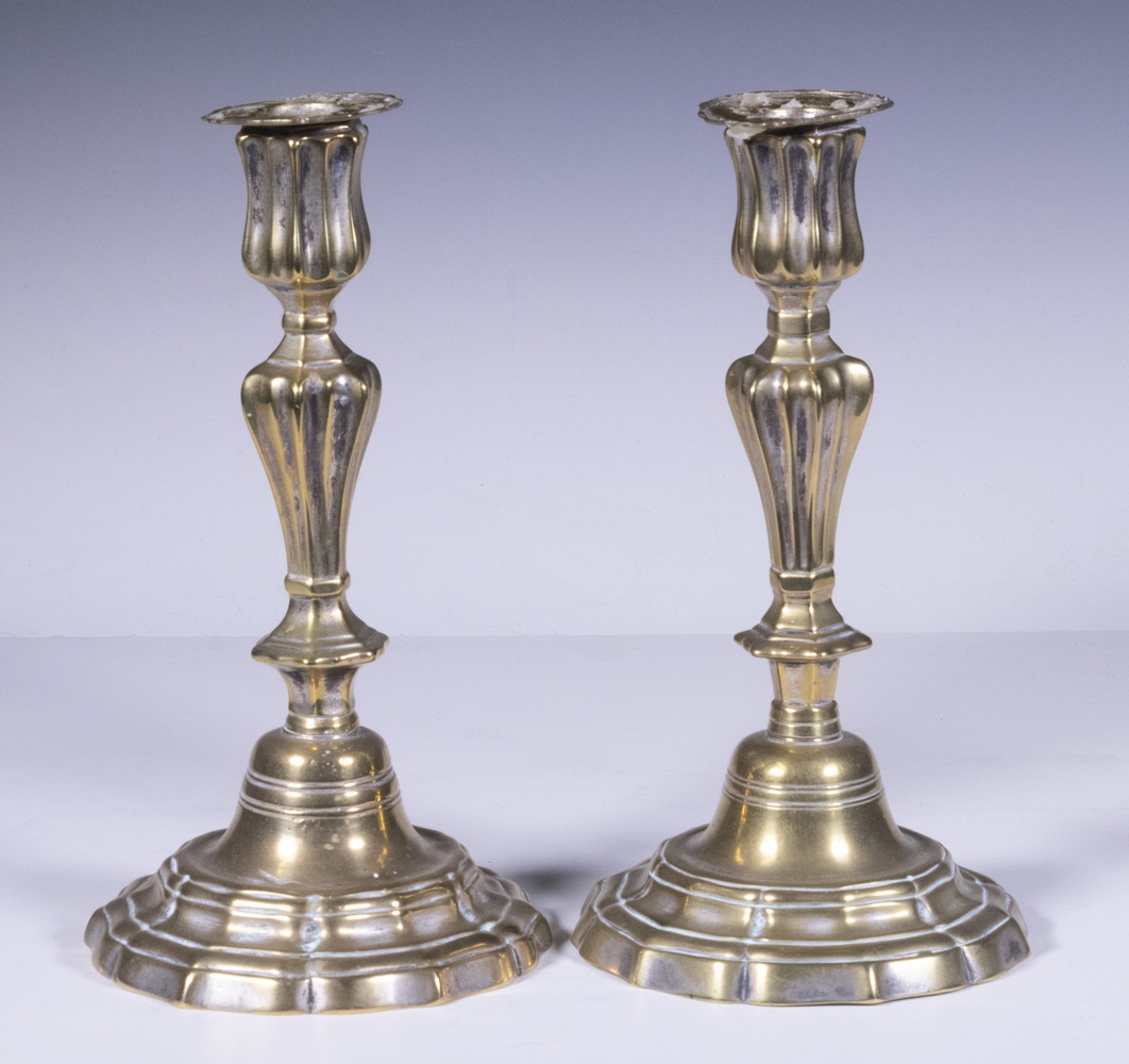 PAIR OF 18TH C. CHIPPENDALE CANDLESTICKS,