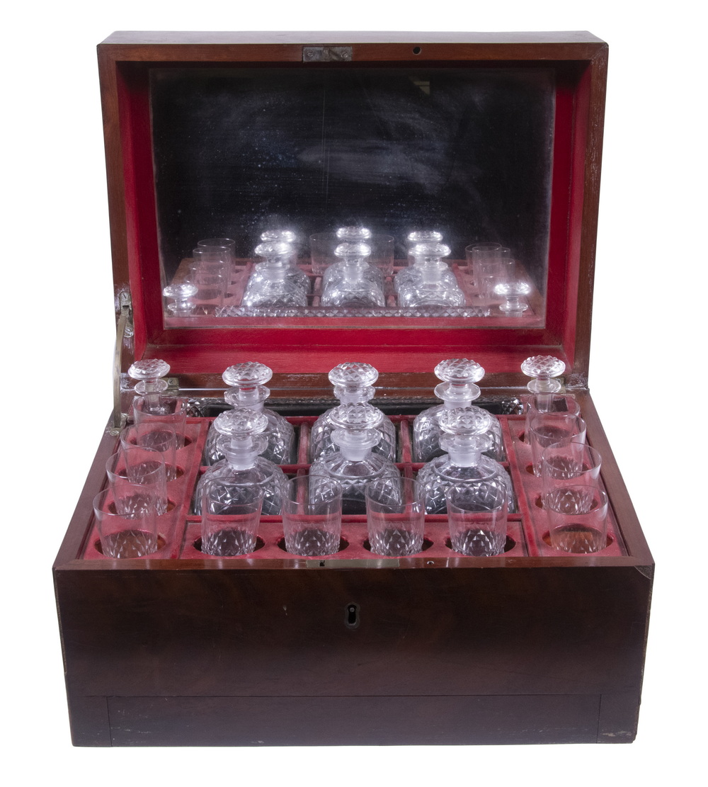 ENGLISH MAHOGANY CASED TANTALUS