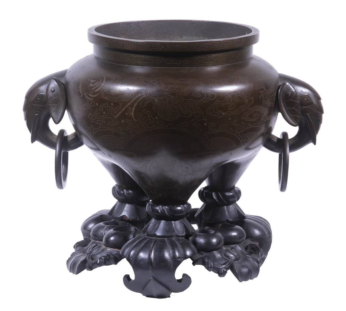 19TH C JAPANESE BRONZE CENSER  2b15a7