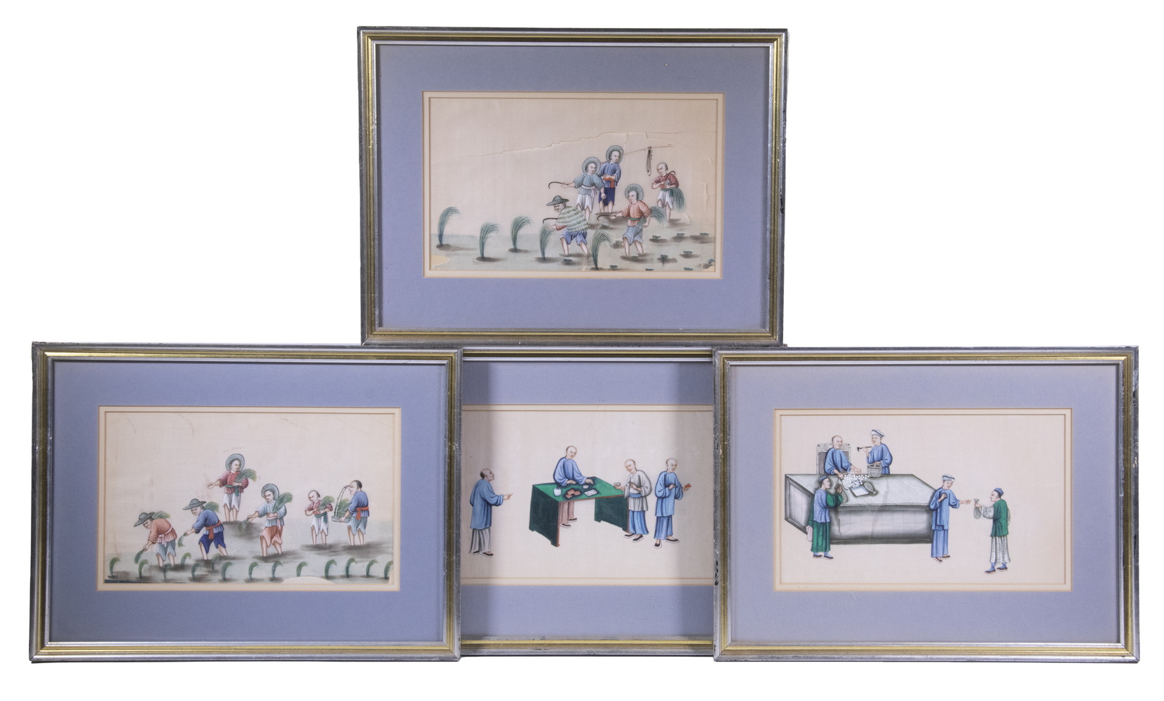 (4) FRAMED CHINESE PITH PAINTINGS