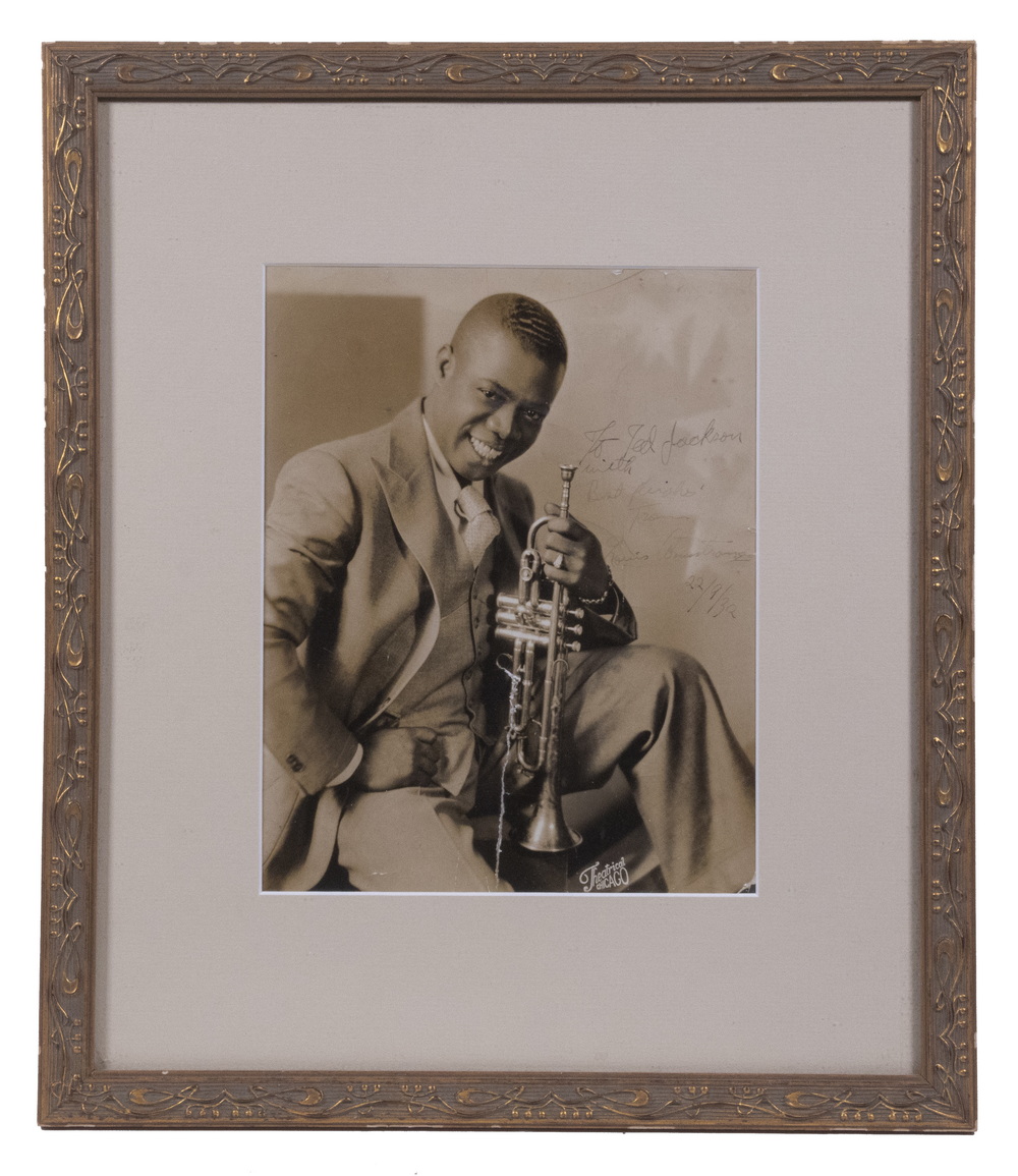 AUTOGRAPHED EARLY LOUIS ARMSTRONG PHOTO,