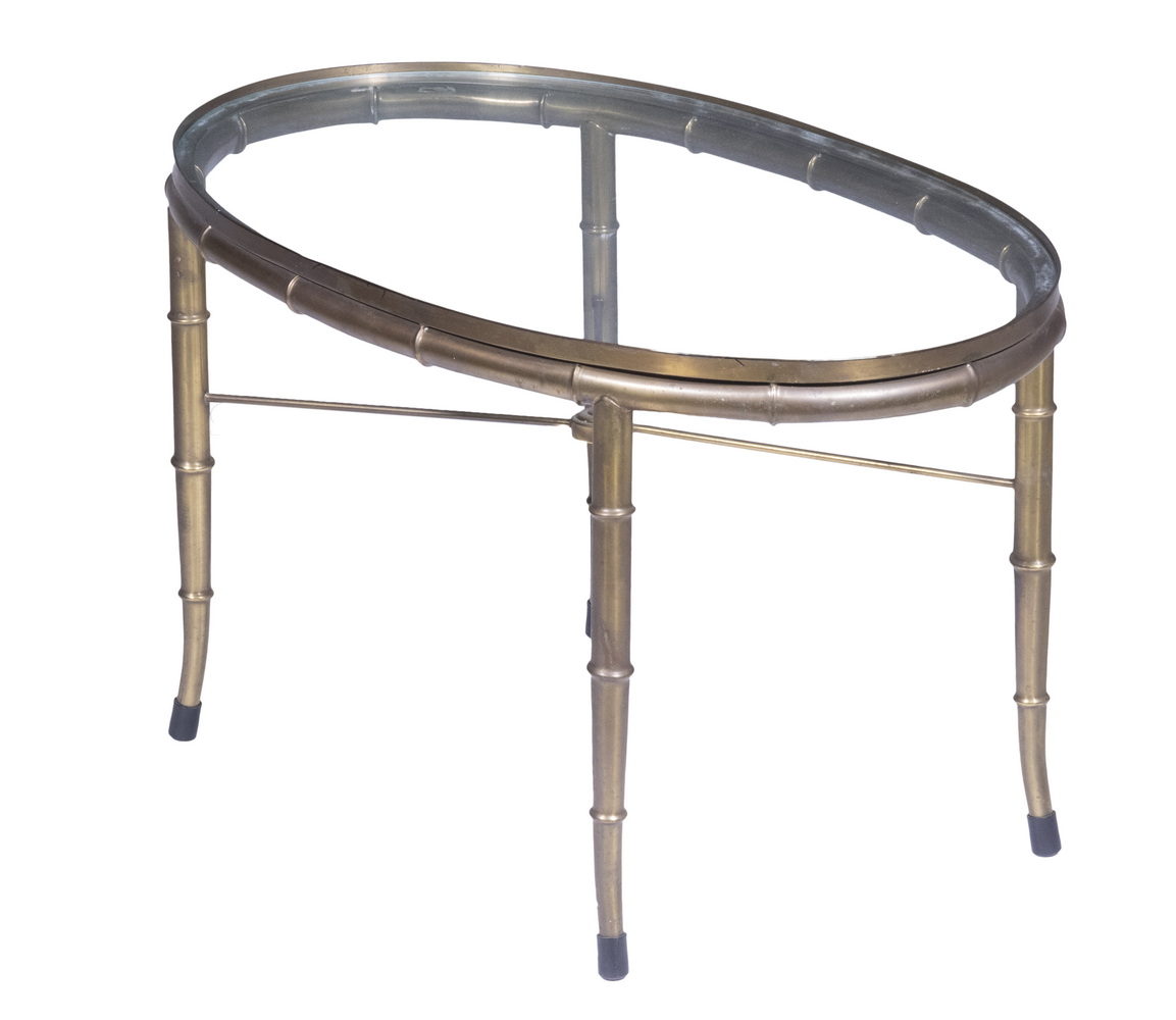 OVAL BRASS FAUX BAMBOO COFFEE TABLE