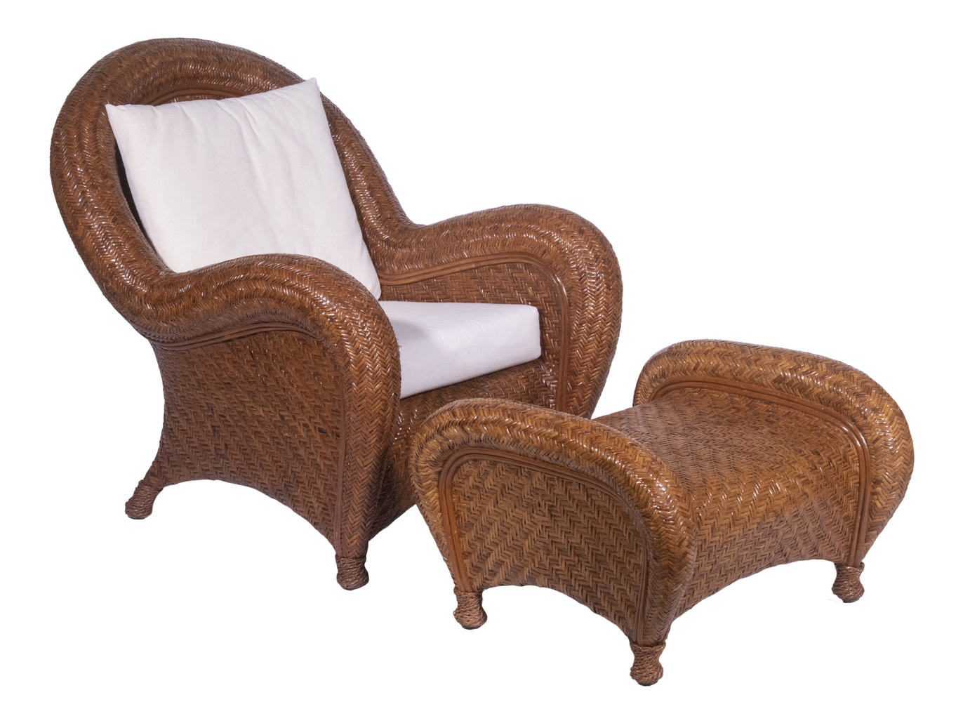 RATTAN INTERIOR ARMCHAIR WITH OTTOMAN  2b167d