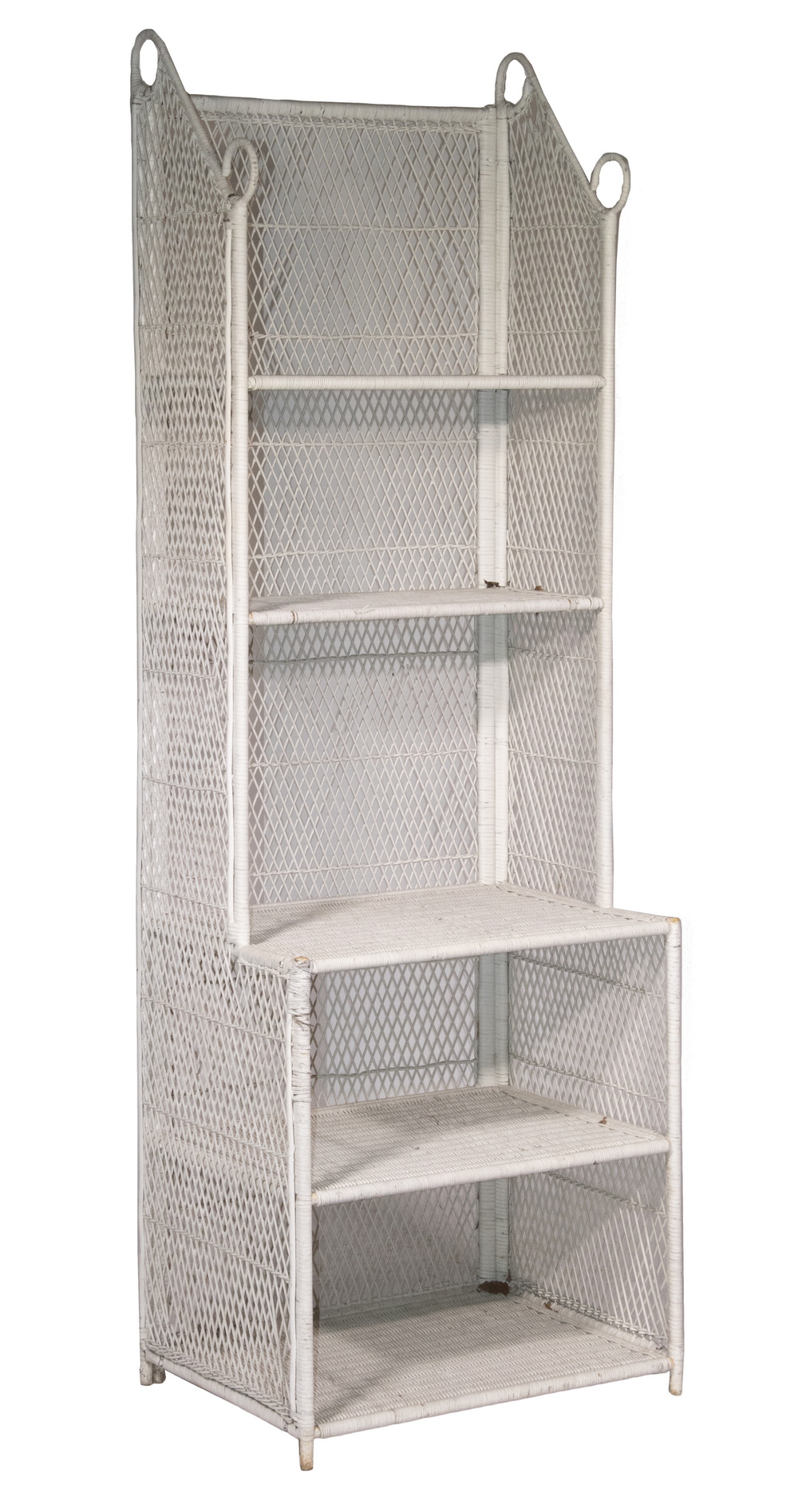 WICKER DISPLAY STAND Vintage White 2b1679